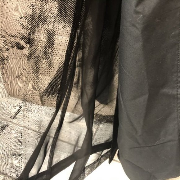 Taakk Mens Small Black Mesh Layered Trench Coat - Picture 6 of 8